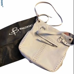 B. Makowsky convertible white leather bag